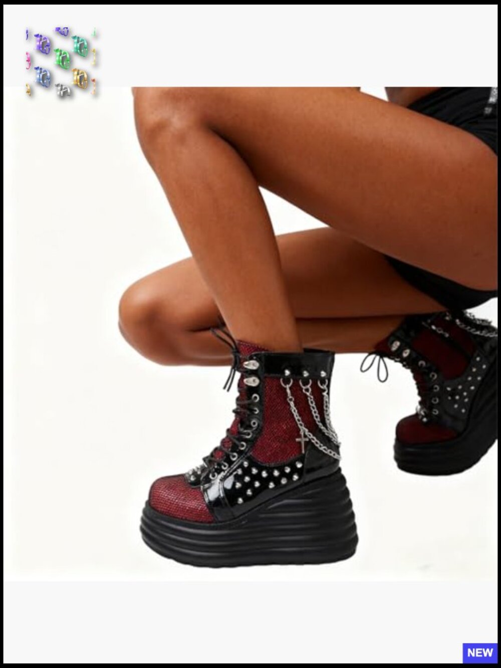 Goth Chunky Ankle Boots Platform Wedge Lace Up Combat Booties Punk Zip - Picture 2 of 7